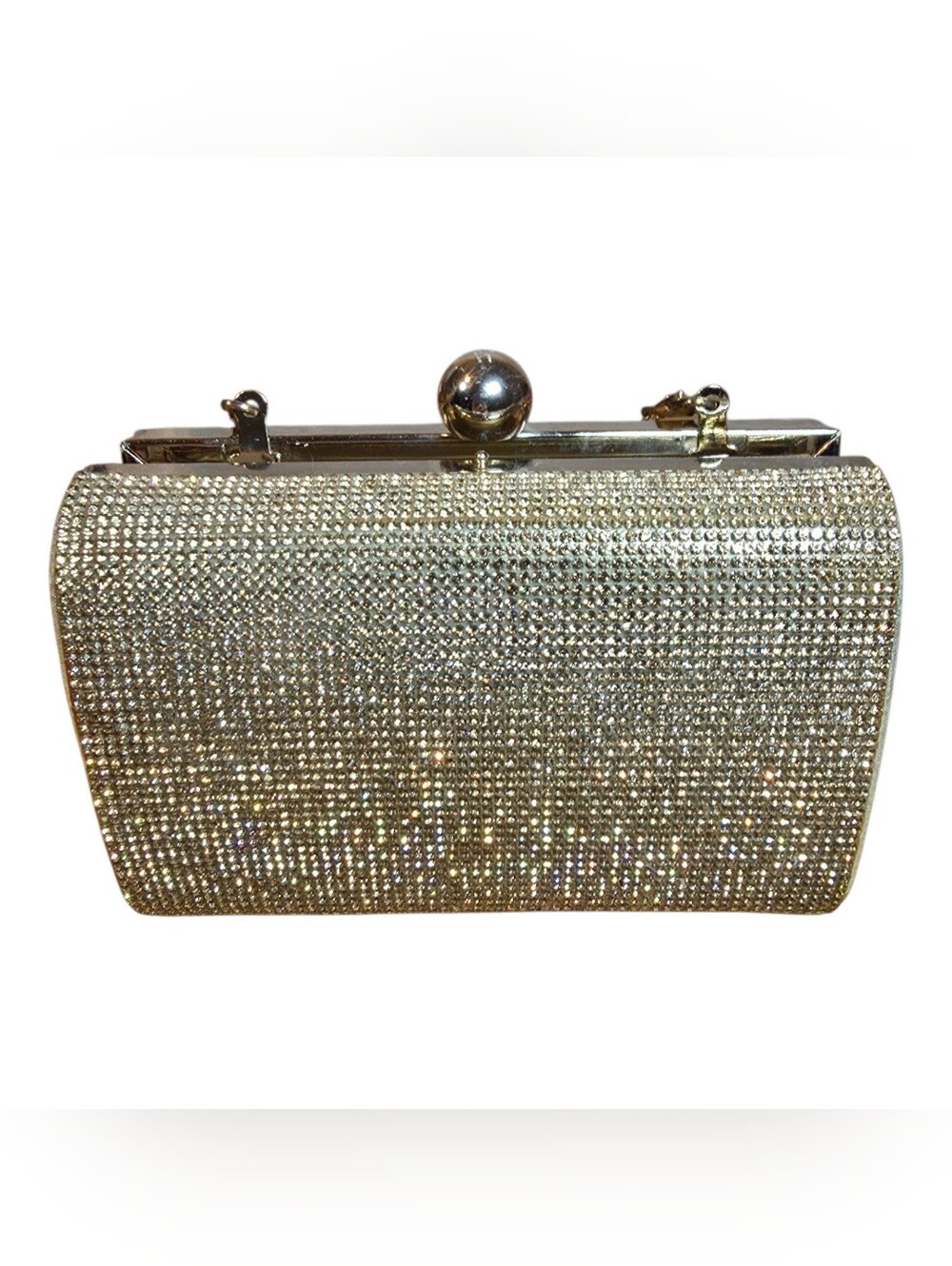 Gold Metallic Evening Clutch with Chain Strap Purse Hangbag